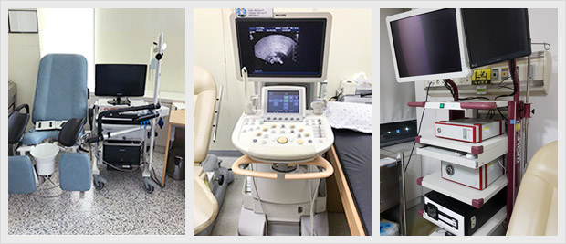 산부인과 다리받침 기구 및 초음파 검사 장비