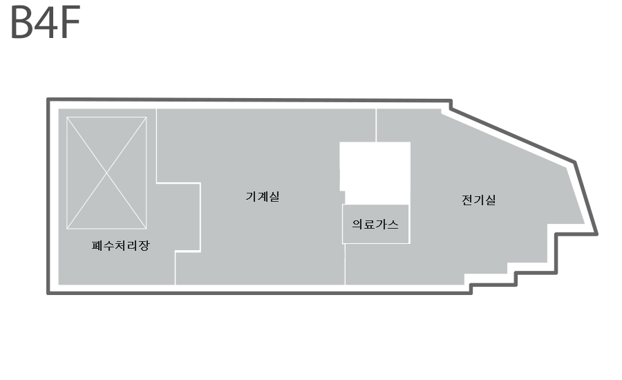 지하 4층 (폐수처리장, 기계실, 의료가스, 전기실)