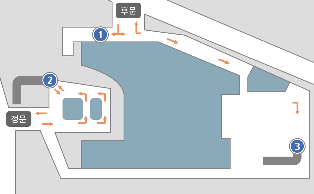 주차안내 지도 (상세설명은 이어서 나오는 설명 참조)